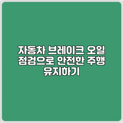 자동차 브레이크 오일 점검으로 안전한 주행 유지하기