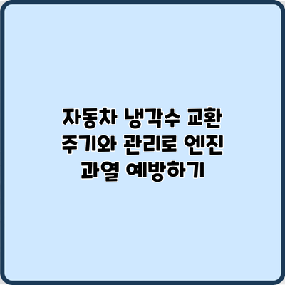 자동차 냉각수 교환 주기와 관리로 엔진 과열 예방하기