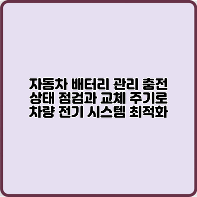 자동차 배터리 관리: 충전 상태 점검과 교체 주기로 차량 전기 시스템 최적화