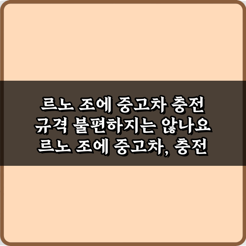 르노 조에 중고차 충전 규격 불편하지는 않나요? 5가지 해결 비법