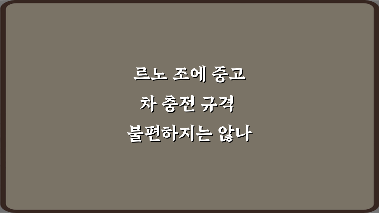 르노 조에 중고차 충전 규격 불편하지는 않나요? 5가지 해결 비법