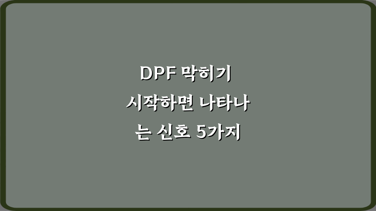 DPF 막히기 시작하면 나타나는 신호 5가지: 긴급 점검 가이드