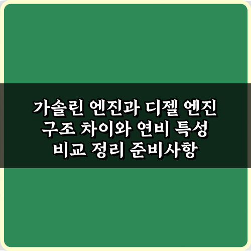 가솔린 엔진과 디젤 엔진 구조 차이와 연비 특성 비교 정리 7가지 핵심
